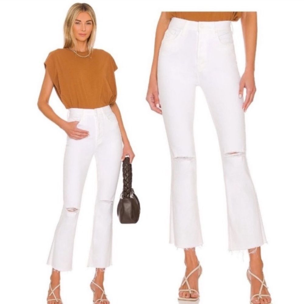 Mother The Tripper Ankle Fray White Jeans Size 24